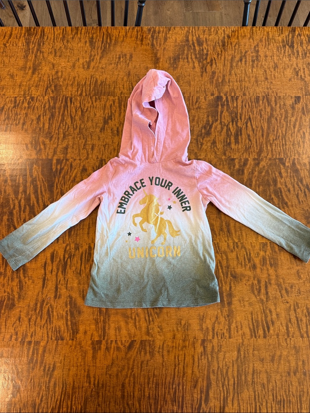 Garanimals Pink to Gray Ombre Hooded Unicorn Top